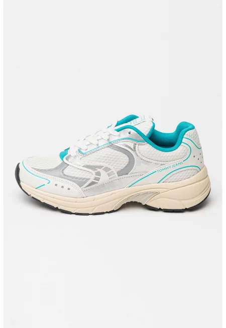 Скосени маратонки - Мръснобял/Сребрист/Ментово зелено