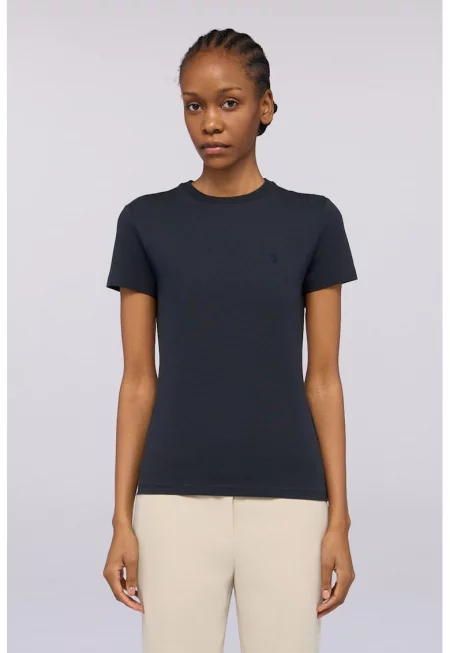 Слим тениска с овално деколте - Ултрамарин синьо