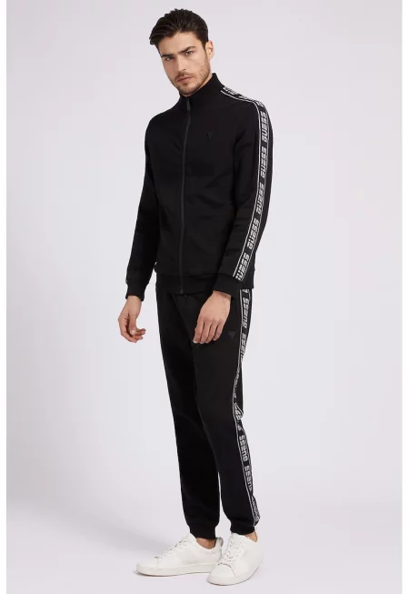 Спортен панталон с лого и връзки - Бял/Черен