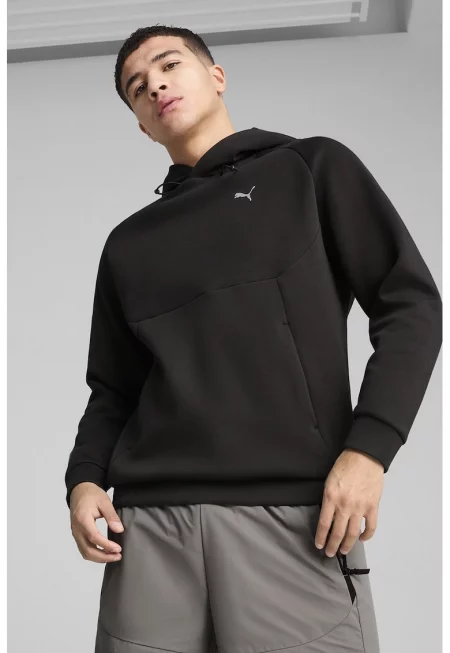 Свободно худи PumaTech с джоб кенгуру - Бледожълт/Tъмносив