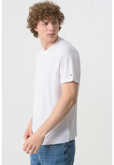 Тениска с лен - Бял