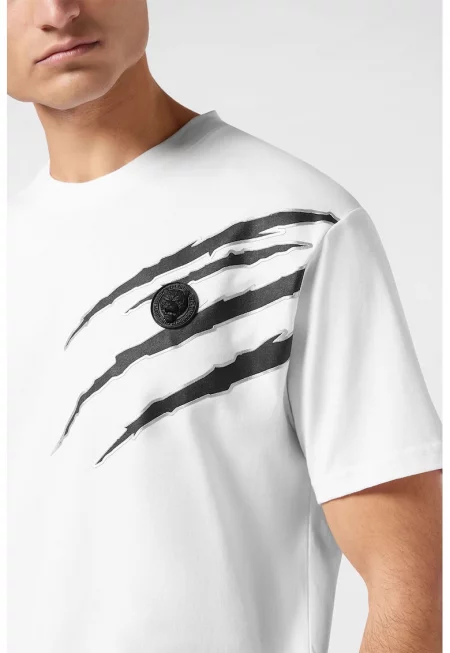 Тениска с лого на гърба - Бял/Черен/Сребрист
