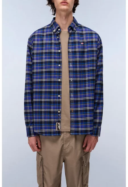 Трекинг риза Oxford с каре - Бял/Кралско Синьо