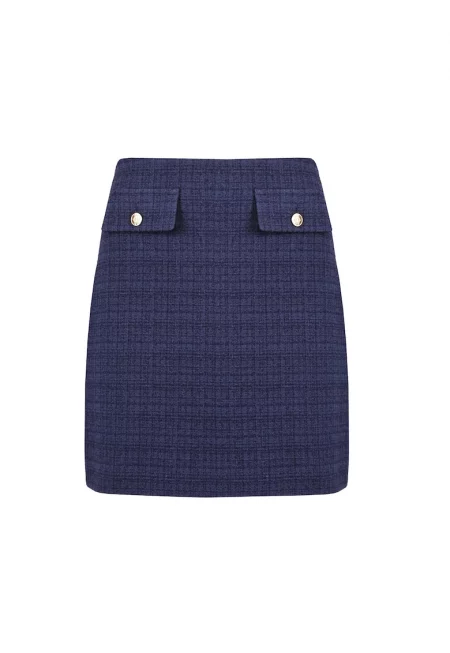 Твидова пола с декоративни джобове