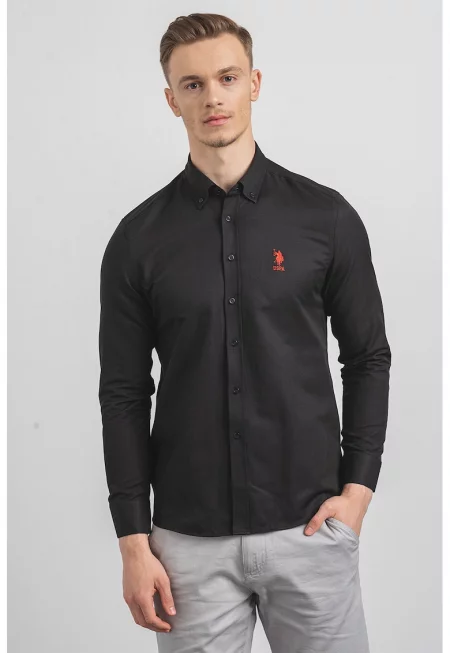 U.S. Polo Assn - Риза по тялото с копчета на яката