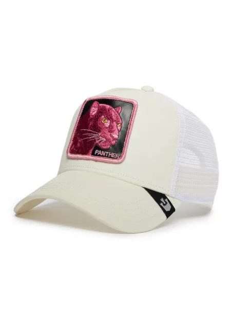 Унисекс шапка тип Trucker с бродерия - Слонова кост/Розово