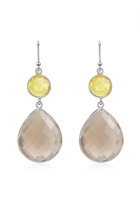 Висящи обеци от стерлингово сребро 925 - Кафяв