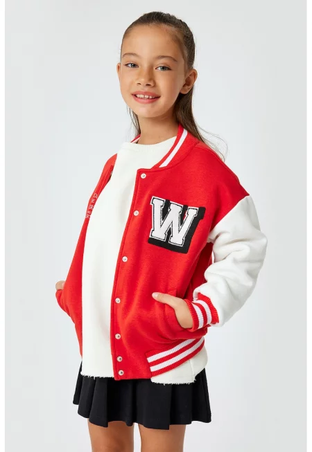 Яке College с капси - Червен/Бял