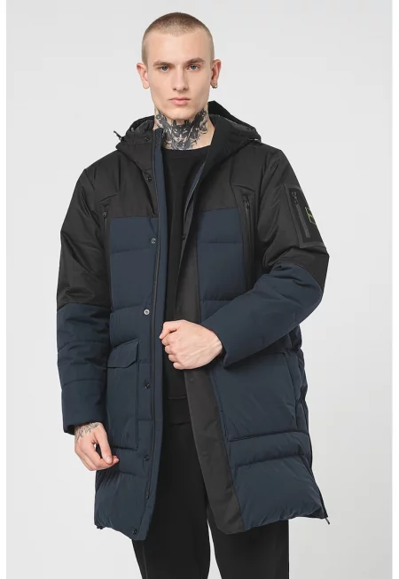 Зимно яке с джобове отпред - Черен/Електриково Зелено/Тъмносин