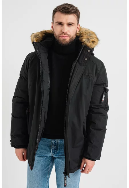 Зимно яке с качулка Alexan - Черен