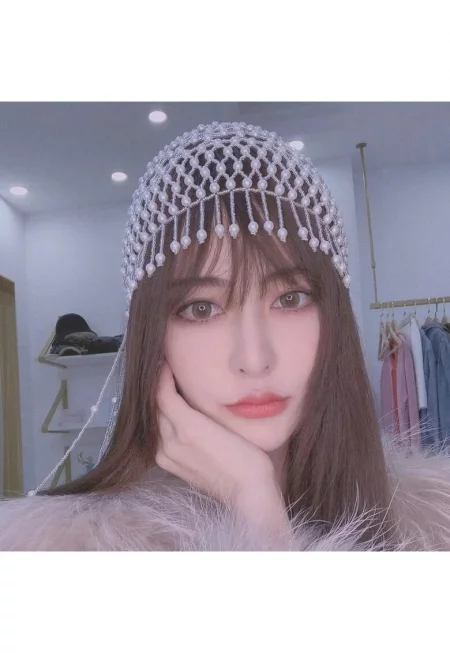 Аксесоар за коса - бял - с перли - Andes C23 -