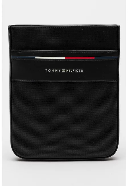 Чанта от еко кожа с лого - Черен