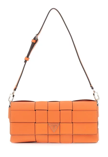 Чанта през рамо от еко кожа с отделяща се презрамка - Светло оранжево