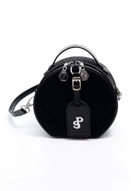 Чанта през рамо от еко кожа с цип - Черен