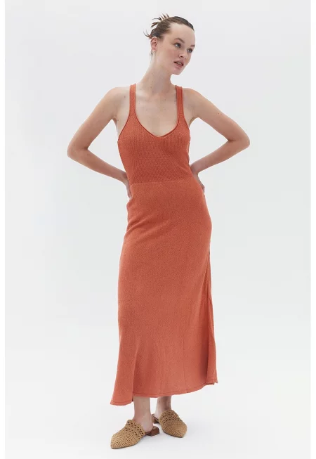 Дълга рокля с шпиц - Изгорен портокал