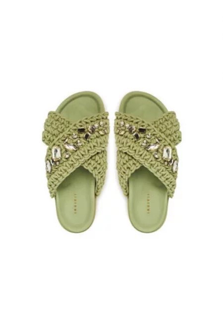 Дамски джапанки - 70104-106 601 -  Текстил - Зелен