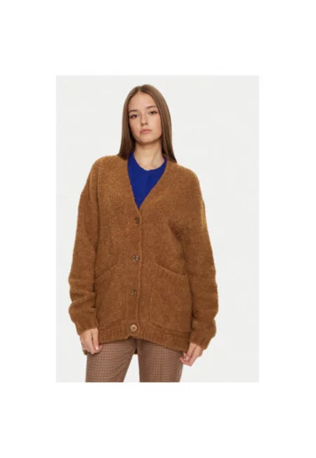 Дамски кардиган -  304611148 - Вълна/Акрил/Вълна Алпака - Кафяв - Кафяв