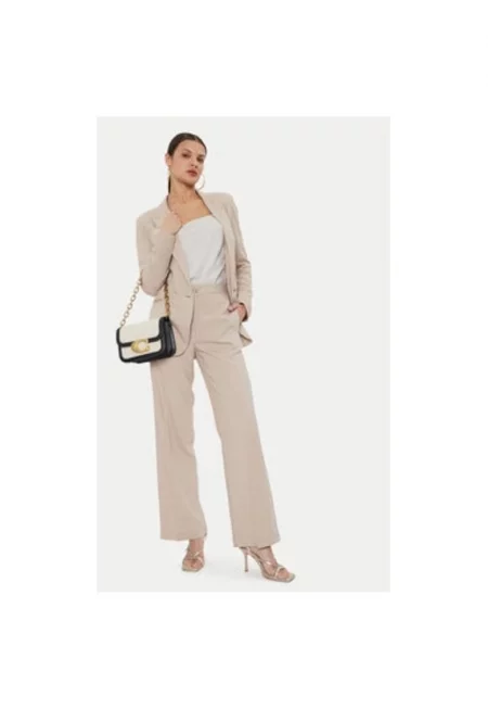 Дамски панталон -  304549540 - Вискоза/Лен - Бежов - Бежов