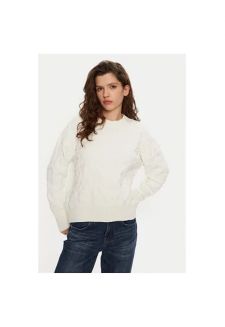 Дамски пуловер -  304269349 - Рециклиран полиестер/Вискоза/Найлон - Бежов - Бежов