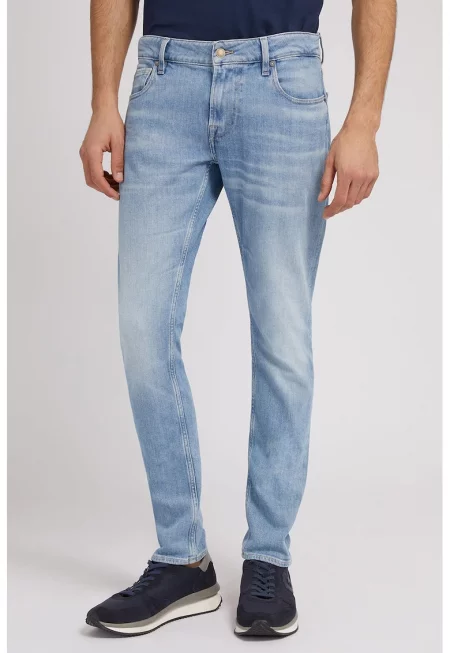 Дънки по тялото Miami със захабен ефект - Мръснобял/Светлосин