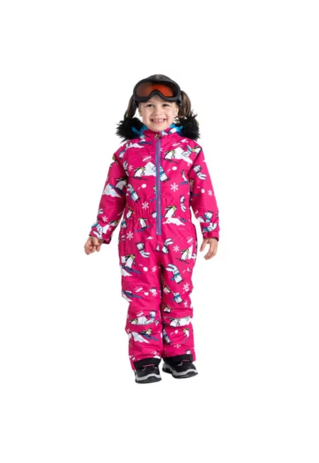 Детски зимен гащеризон  розов - 100% полиестер - водоустойчив - с качулка - комплект