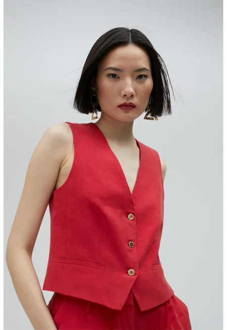 Елек от лиосел и лен - Аленочервен