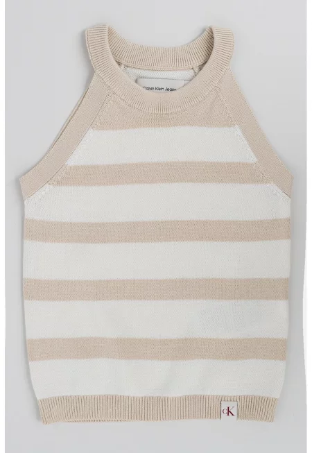 Фино плетен топ - Слонова кост/Бежов