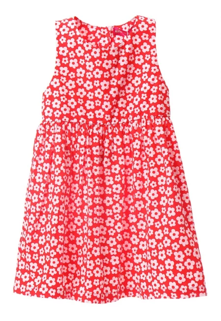 Флорална рокля без ръкави - Червен/Бял