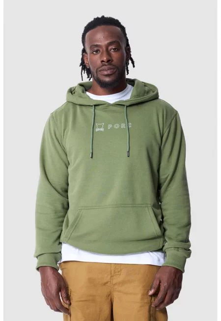 Худи с памук с джоб кенгуру - Папратово зелено