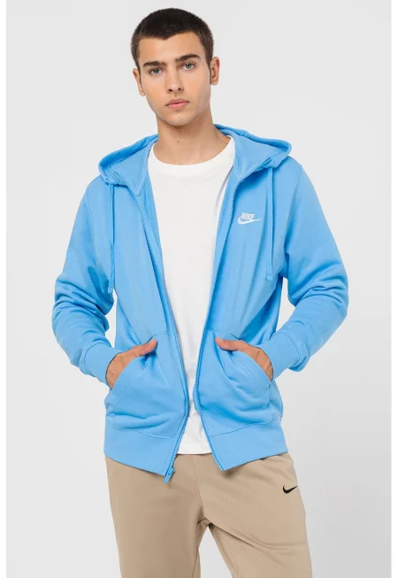 Худи Sportswear Club с цип - Бял/Пастелносин