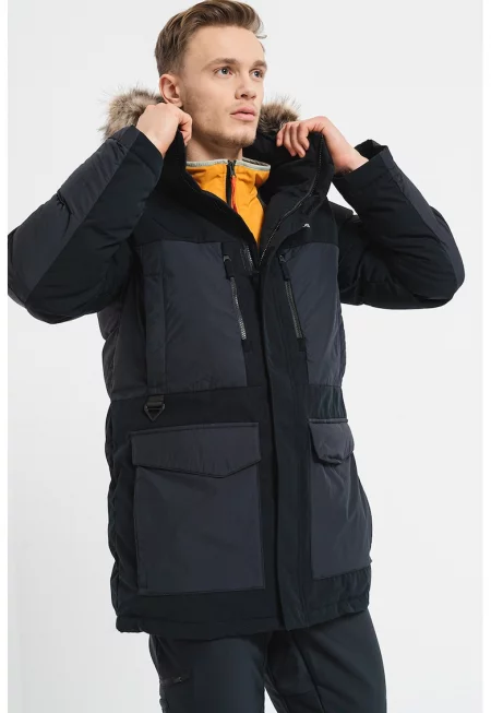 Капитонирано зимно яке с вата - Черен