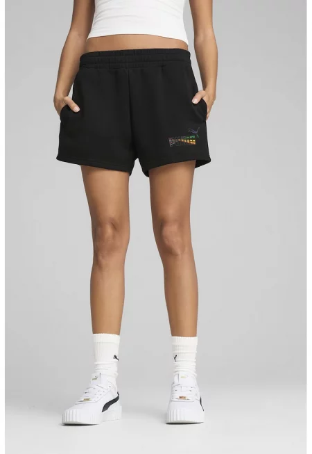 Къс панталон с еластична талия и лого