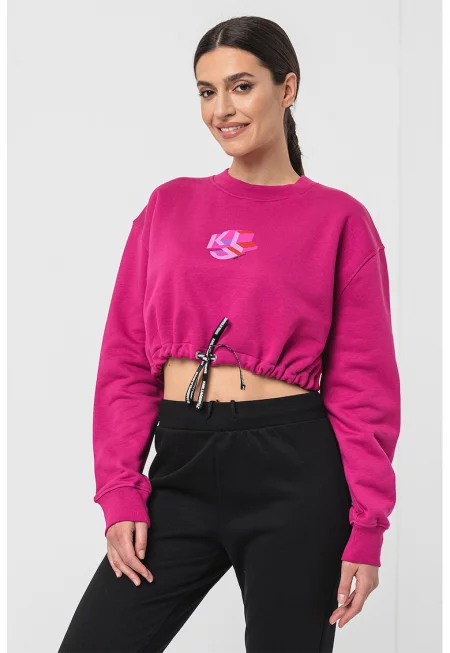 Къс суитшърт с връзка - Фанданго розово