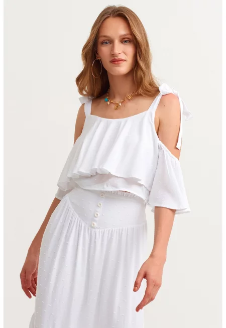 Къса блуза с голи рамене