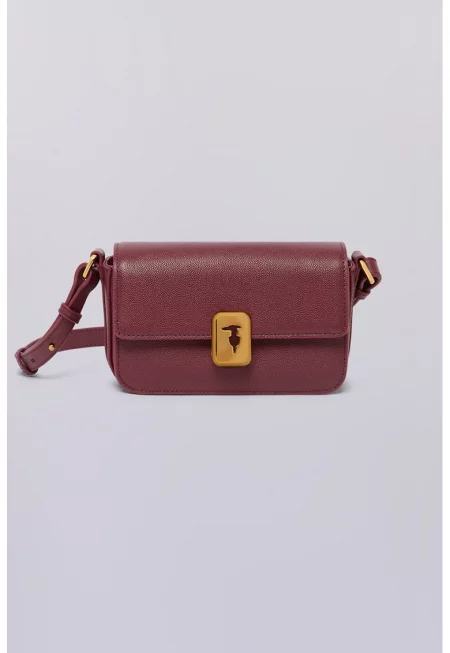 Кожена чанта през рамо с капаче - Червен