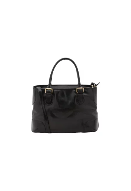 Кожена чанта с отделяща се презрамка - Черен