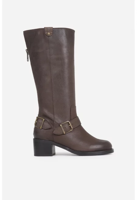 Кожени ботуши до средата на прасеца - Тъмнокафяв