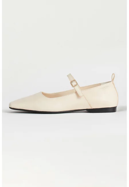 Кожени пантофки Delia тип Mary Jane - Крем