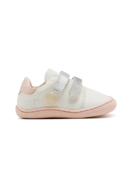 Кожени спортни обувки с велкро - Бял