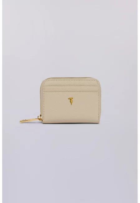 Кожено портмоне с монограм - Бежов