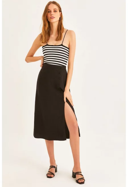 Миди пола с лиосел - Черен