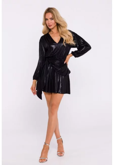 Мини рокля със странична връзка - Черен