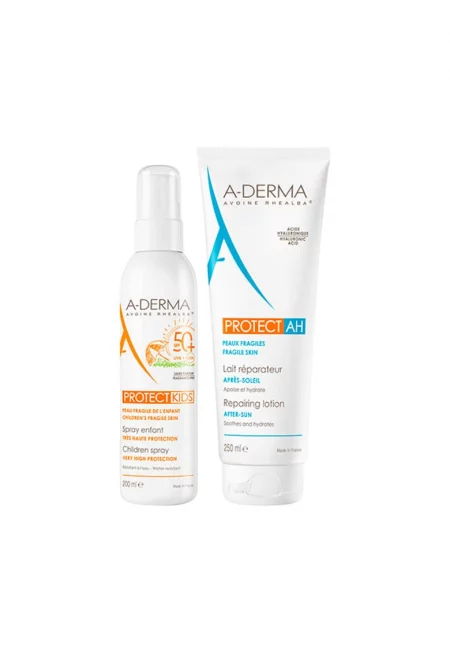 Пакет  Protect – Детски слънцезащитен спрей SPF 50+ - 200 мл + Protect AH възстановяващ лосион за след слънце - 250 мл