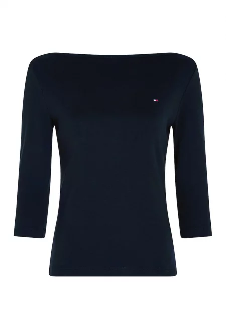 Памучна блуза с 3/4 ръкави - Тъмносин