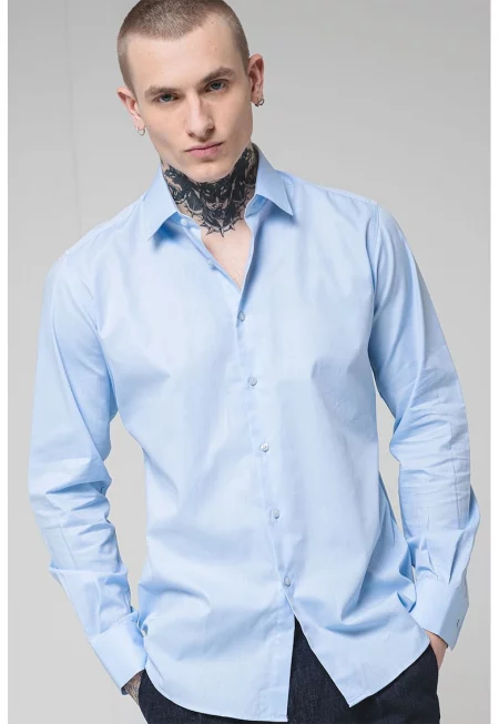 Памучна риза с класическа яка - Лавандула