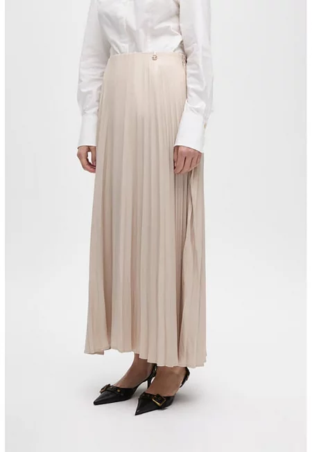 Плисирана пола - Сиво-бежов