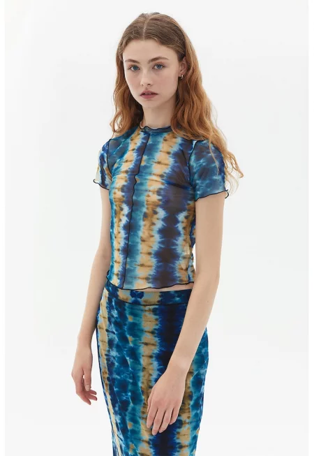 Полупрозрачна тениска с батик