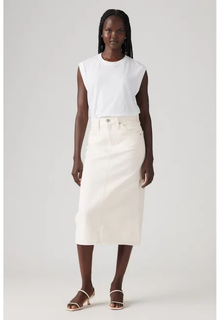 Права пола от деним - Бял