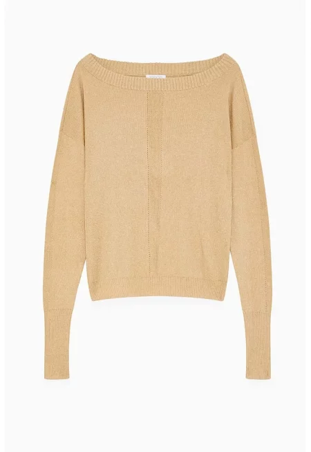 Pulover cu maneca lunga si insertii stralucitoare - Златист