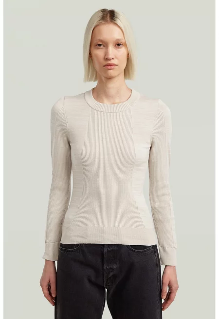 Пуловер с памук - Крем